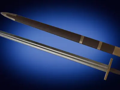Medieval Arming Sword with Scabbard 3D Model Low-poly 3D model