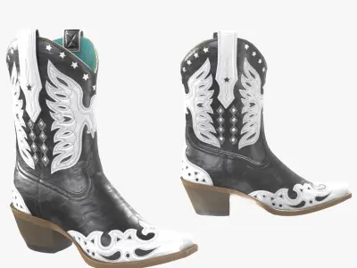 Eagle Star Cowboy White Boots 3D model