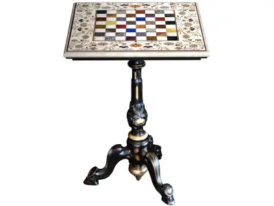 Classic antique marble gaming side table chess Table 3D model
