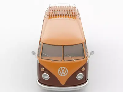 Classic 1978 Volkswagen T2 Champagne Edition Low-poly 3D model