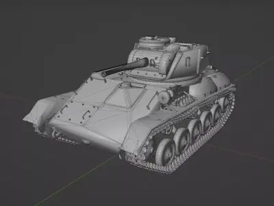T80 light tank Low-poly 3D model