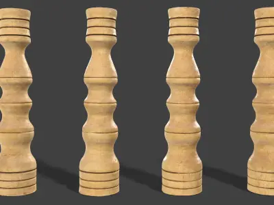 Vintage Wooden Candlestick  Free low-poly 3D model