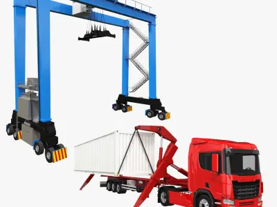 SideLifter Truck and Gantry Crane Collection 3D model