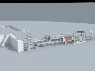 Milk Packaging - Palletizing Equipment Production Line 3D model
