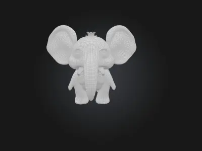 cartoon elephant Low-poly 3D model