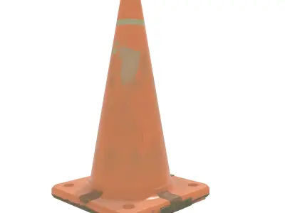 Stylized Construction Cone Rusted Cracked Traffic Cone Free low-poly 3D model