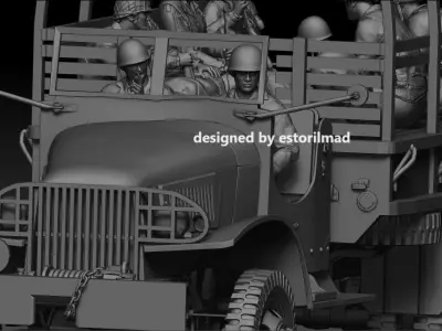WW2 AMERICAN SOLDIER DRIVER FOR STUDEBAKER GMC CCKV TRUCK 3D print model