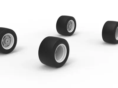 Wheel Set of Vintage Asphalt Modified stock car Scale 1 to 25 3D print model