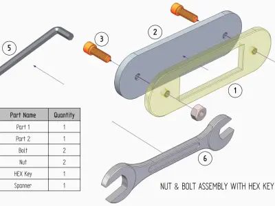 Allen Key and Spanner Animation 3D model