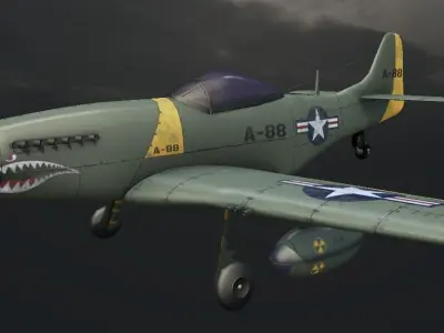 P-51 Mustang Hand-Painted Low-poly 3D model