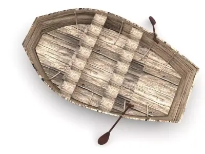 Fishing Wooden Boat 3D model