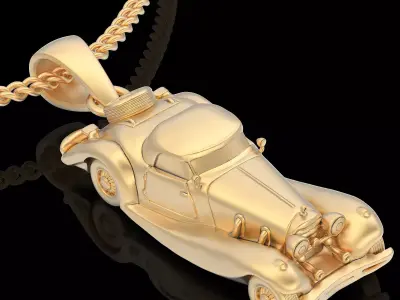 Classic Roadster car pendant gold printable jewelry 3D model 3D print model purchase