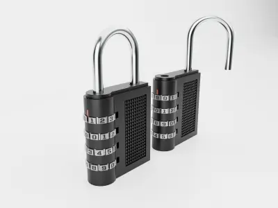Padlock with code password Low-poly 3D model