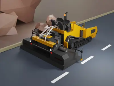 Asphalt Paver Heavy Vehicle Low-poly 3D model