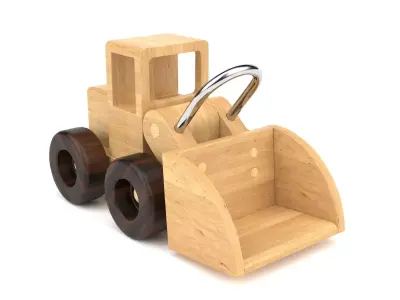 Wooden toy bulldozer 10 3D model
