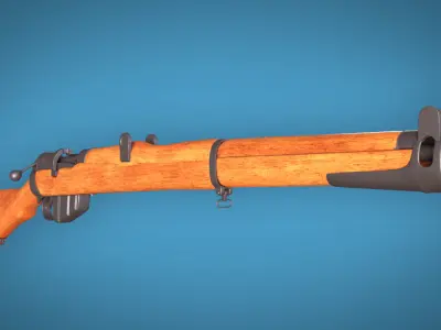 Lee Enfield Bolt Action Rifle LowPoly Firearm  3D Model Low-poly 3D model