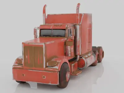 Low Poly Old Peterbilt  Free low-poly 3D model