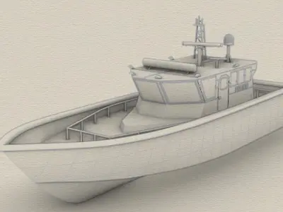 8m boat with interior cabin for simulation and gaming projects 3D model