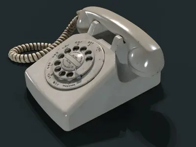 70s Retro Rotary Telephone Low-poly 3D model