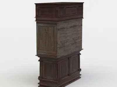 Commode antique bookcase Low-poly 3D model