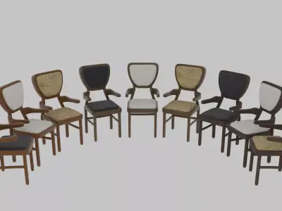 Wooden Chairs  Low-poly 3D model