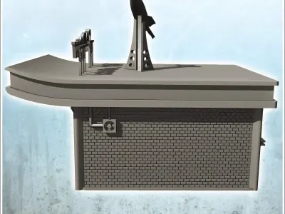 Industrial warehouse with Sky rocket roof sign 17 - Modern WW2 W 3D print model