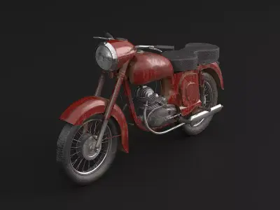 Classic Motorcycle Rusted 3D model