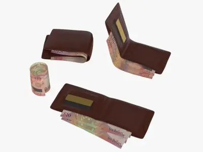Cayman Islands British 10 Dollar Wallet Money Purse 3D model
