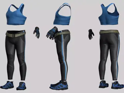Realistic Sportwear Set for Game Characters Low-poly 3D model