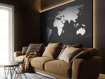 Modern Industrial Living Room Photorealistic Interior Scene 3D model