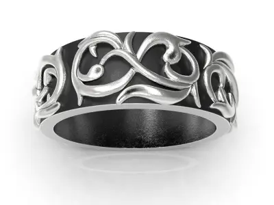 Pattern Ring Band Gothic Badass  Bikers Men Ring Model-ETS1 3D print model