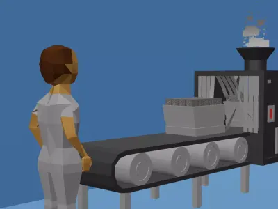 Pixelated Cubical Manufacturing Conveyor 3D model