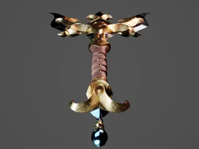 Fantasy Battle Axe Low-poly 3D model