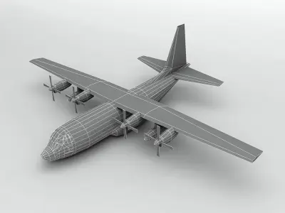 Lockheed C130 Hercules Military Aircraft LOW Low-poly 3D model