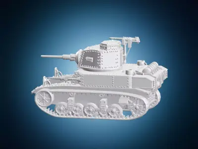 Military Light Tank Armored Vehicle Miniature 3D print model