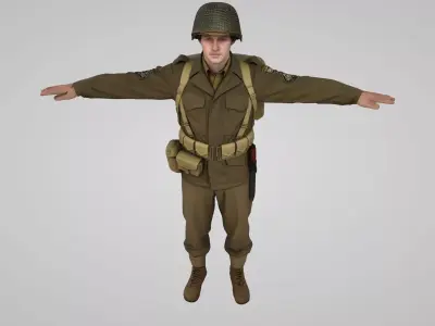  old American soldier 3D model 3D model