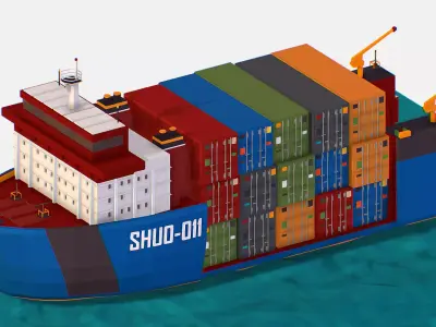 Heavy Lift Vessel Big Boat Low-poly 3D model