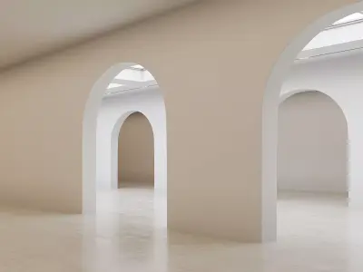 low poly interior space hall 18 3D model