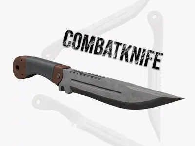 Army Tool Knife Combat Wood - SingleMetal 3D model