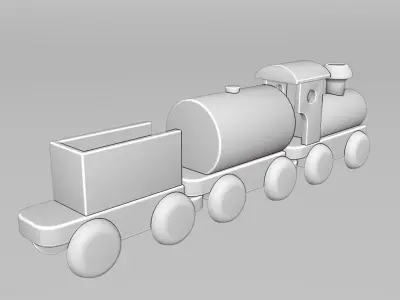 little child wood train toy  Low-poly 3D model