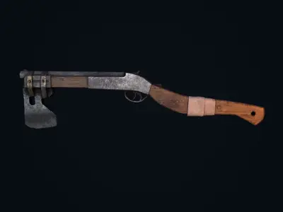 Shotgun Axe Low-poly 3D model