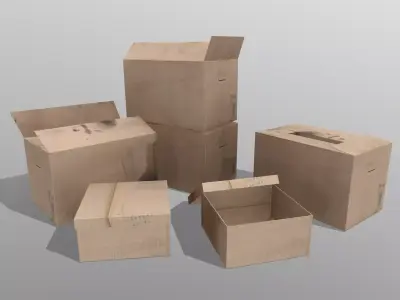 Cardboard boxes Free low-poly 3D model purchase