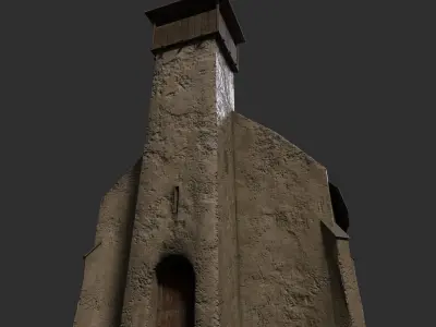 Medieval church Low-poly 3D model
