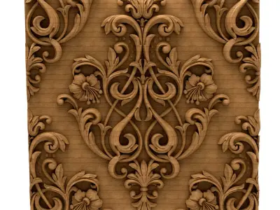 3D Model STL Panel carved wood wall 3D model