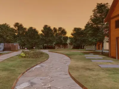 Village Landscape Scene 3D model