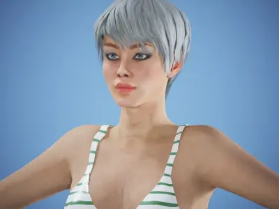 game rigged girl kareena Low-poly 3D model