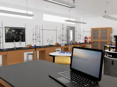 School Laboratory Interior with Modern Equipment 3D model