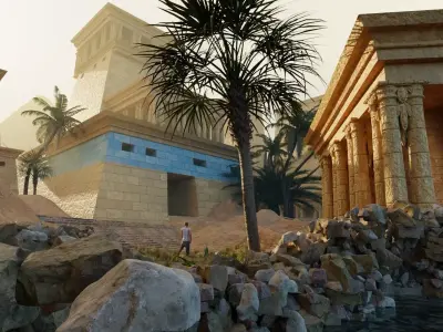 egyptian temple scene made in blender 3D model