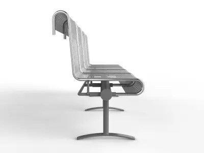 Waiting Room Chair 4 Seats 3D model
