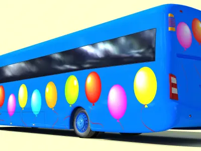 Blue Balloon Bus 6 3D model